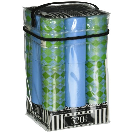 Nandog Waste Bag Replacements 16/Pkg-Green On Blue Diamonds