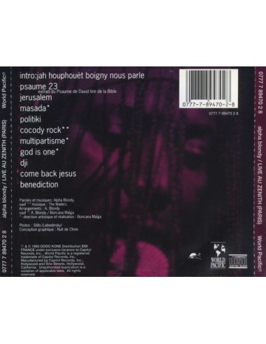 LIVE AU ZENITH (PARIS) CD ALPHA BLONDY