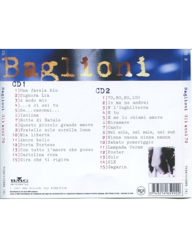 GLI ANNI 70 BAGLIONI 2° EDIZIONE TOP SELLERS CD Baglioni Claudio