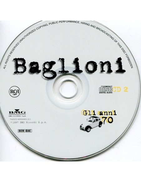 GLI ANNI 70 BAGLIONI 2° EDIZIONE TOP SELLERS CD Baglioni Claudio